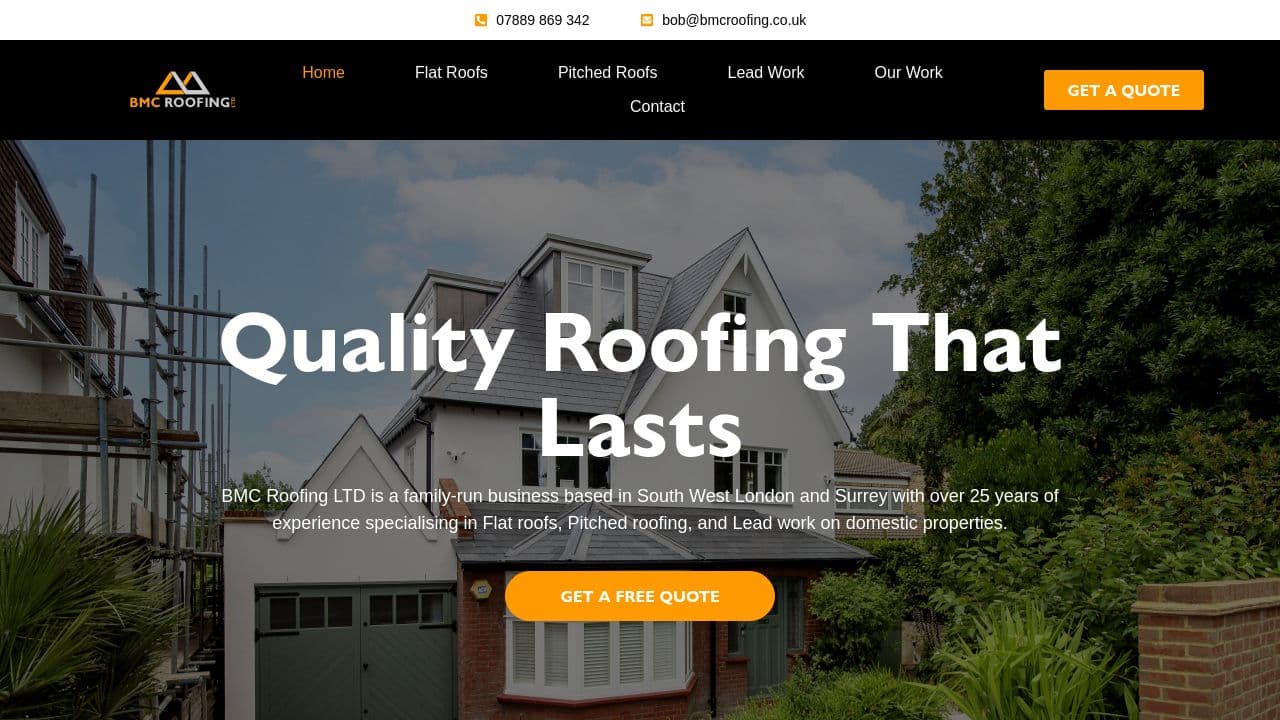 BMC ROOFING LTD website screenshot
