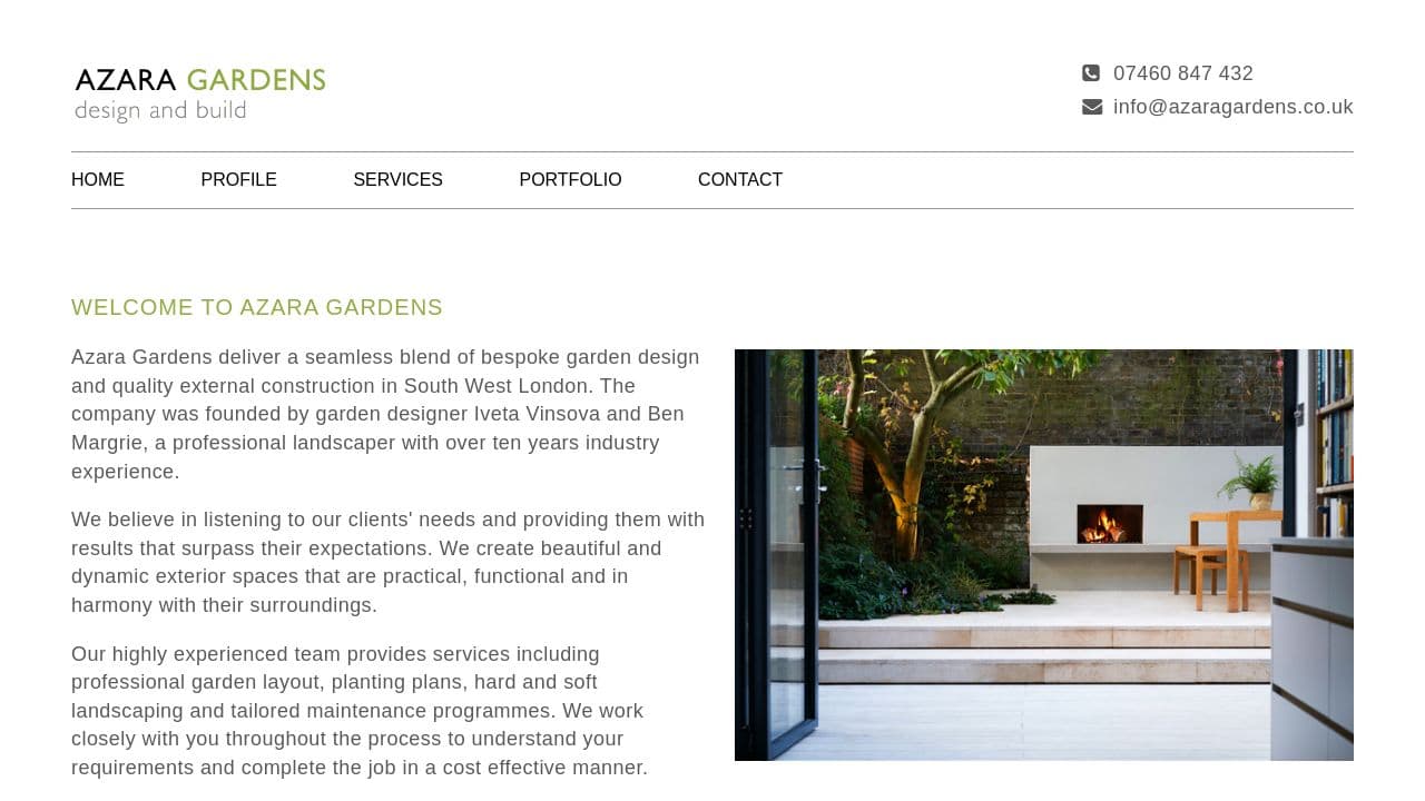 AZARA GARDENS LIMITED website screenshot