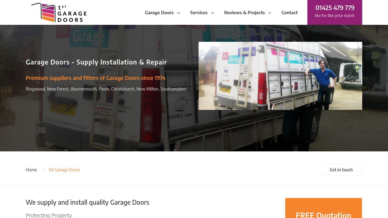 1ST GARAGE DOORS LIMITED website screenshot