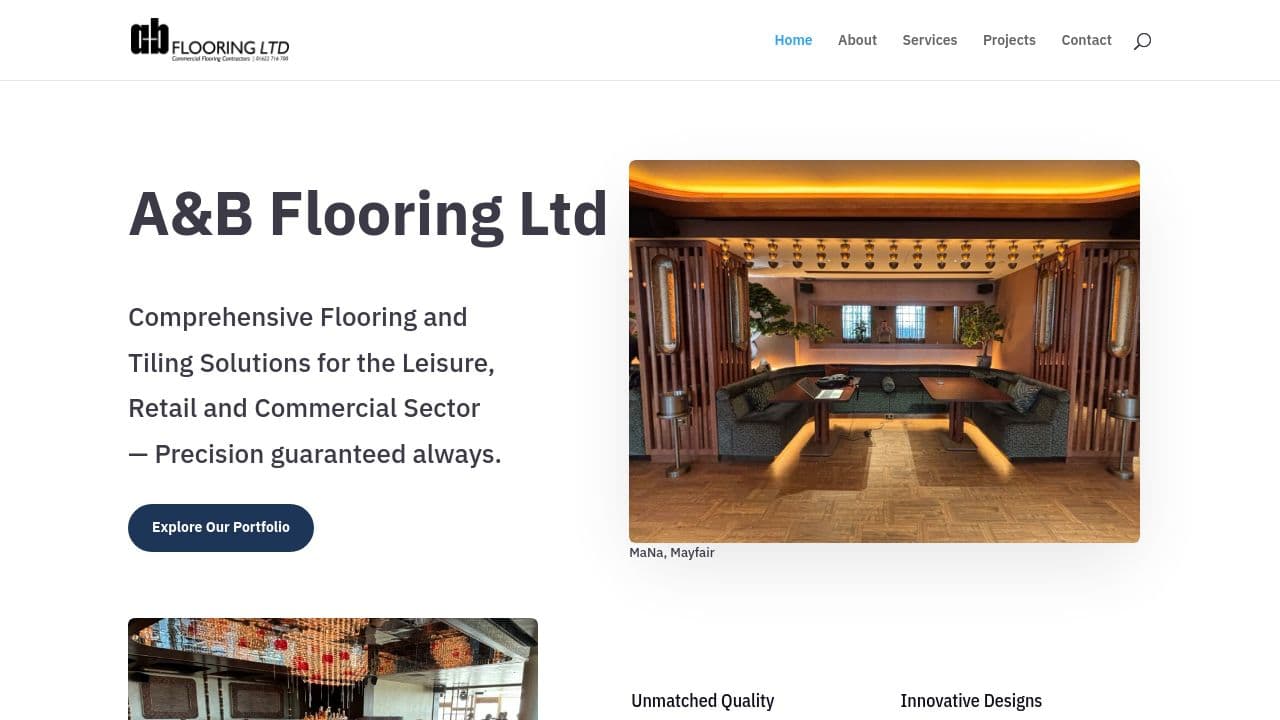 A & B FLOORING LTD website screenshot