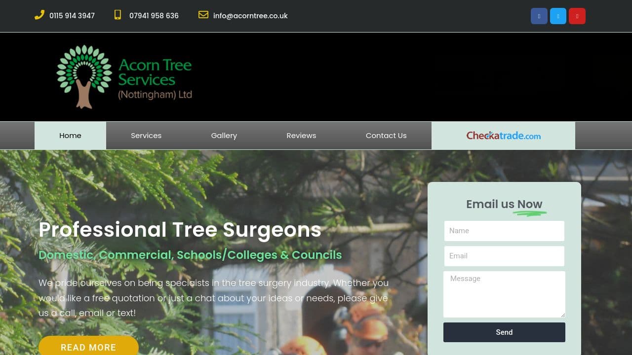 ACORN TREE SERVICES NOTTINGHAM LIMITED website screenshot
