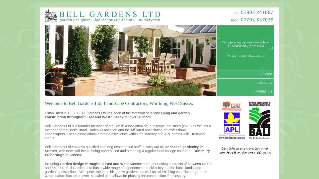 BELL (GARDENS) LIMITED website screenshot