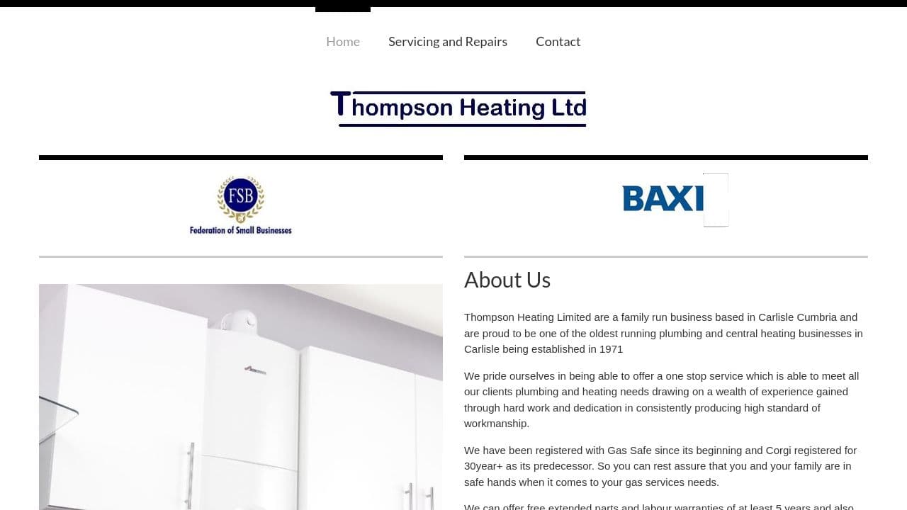 GEORGE THOMPSON (HEATING) LIMITED website screenshot