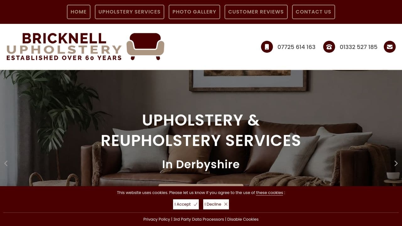 BRICKNELL UPHOLSTERY LTD website screenshot
