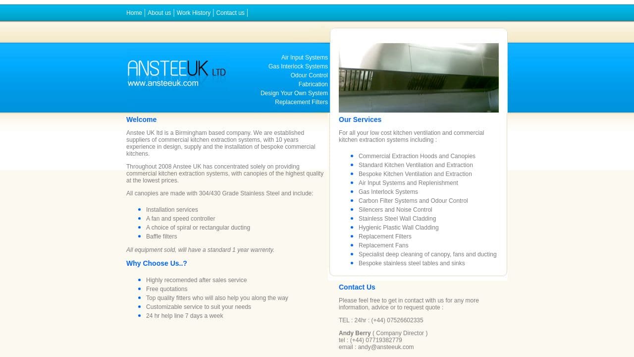 ANSTEE (UK) LTD website screenshot