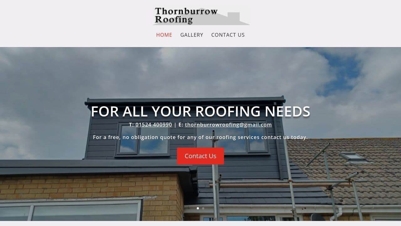 A THORNBURROW ROOFING LIMITED website screenshot
