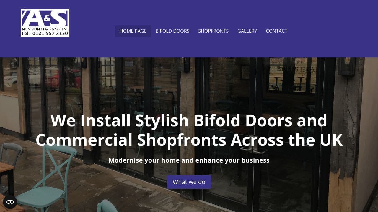 A&S GLAZING LIMITED website screenshot