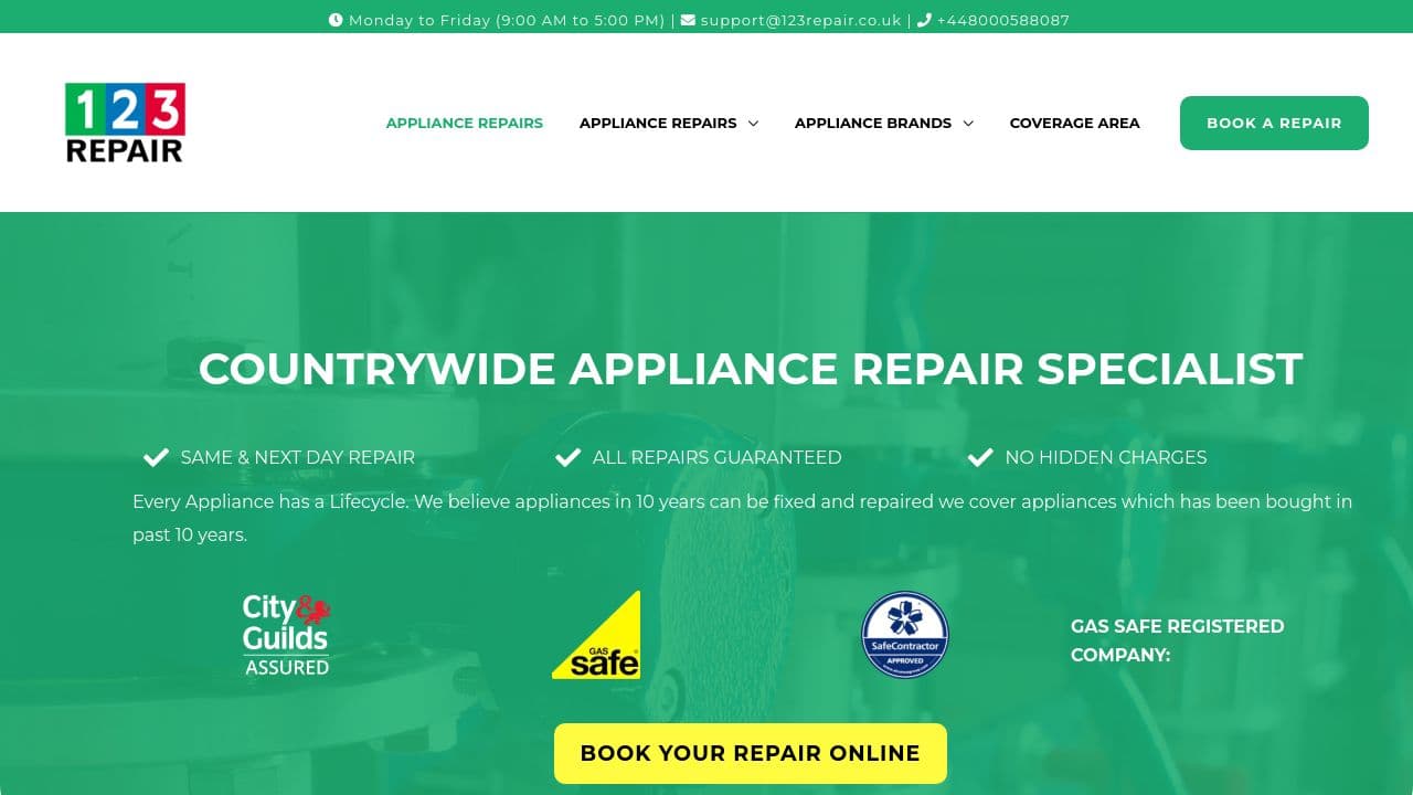 123 REPAIR LTD website screenshot