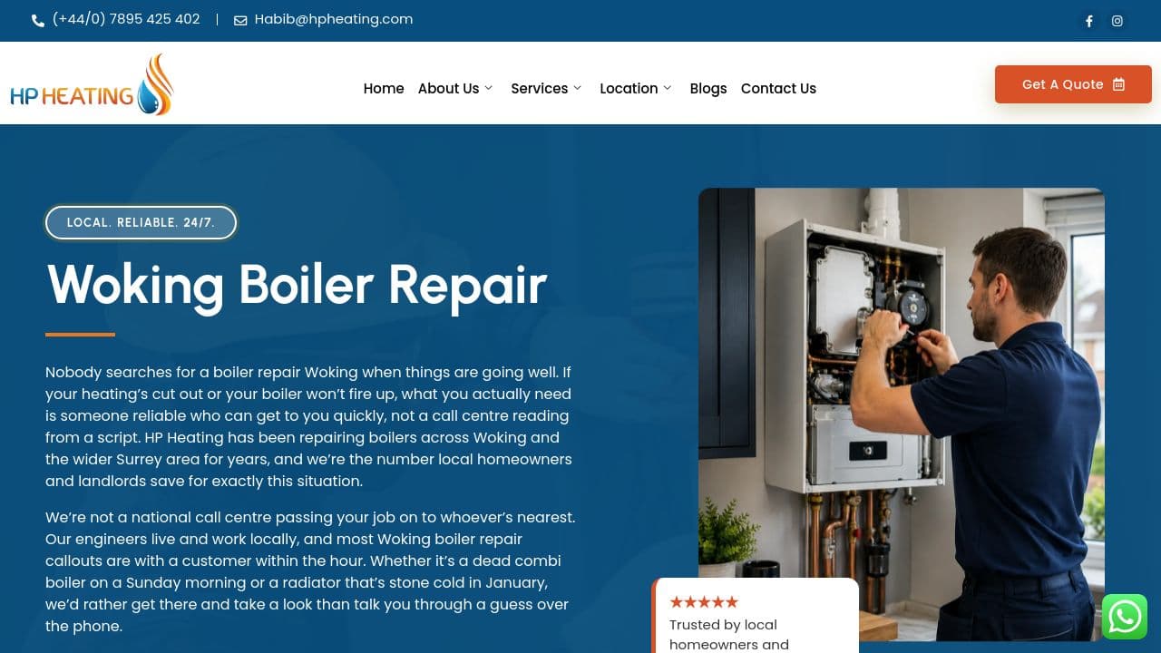 24/7 Plumbing or Boiler repairs in Woking