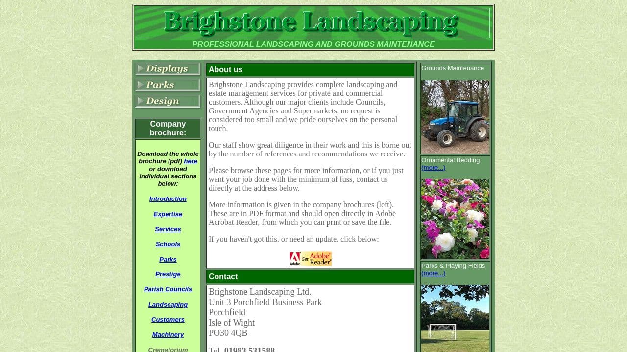 BRIGHSTONE LANDSCAPING LIMITED website screenshot