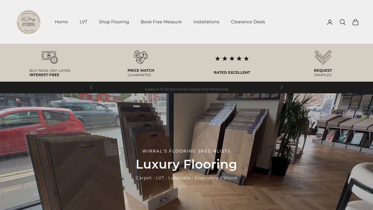 A CLASS FLOORING WIRRAL LTD website screenshot