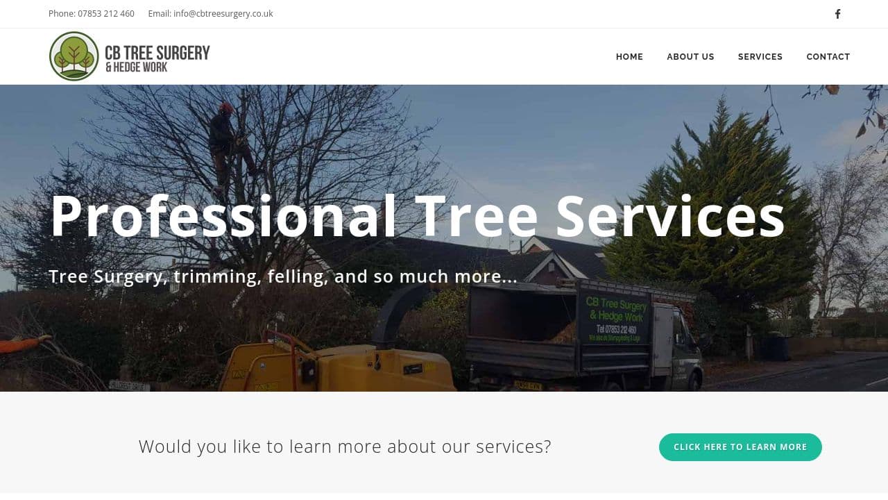 CB TREE SURGERY AND HEDGE WORK LTD website screenshot