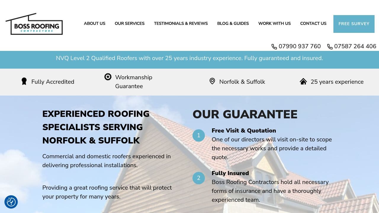 BOSS ROOFING CONTRACTORS LIMITED website screenshot