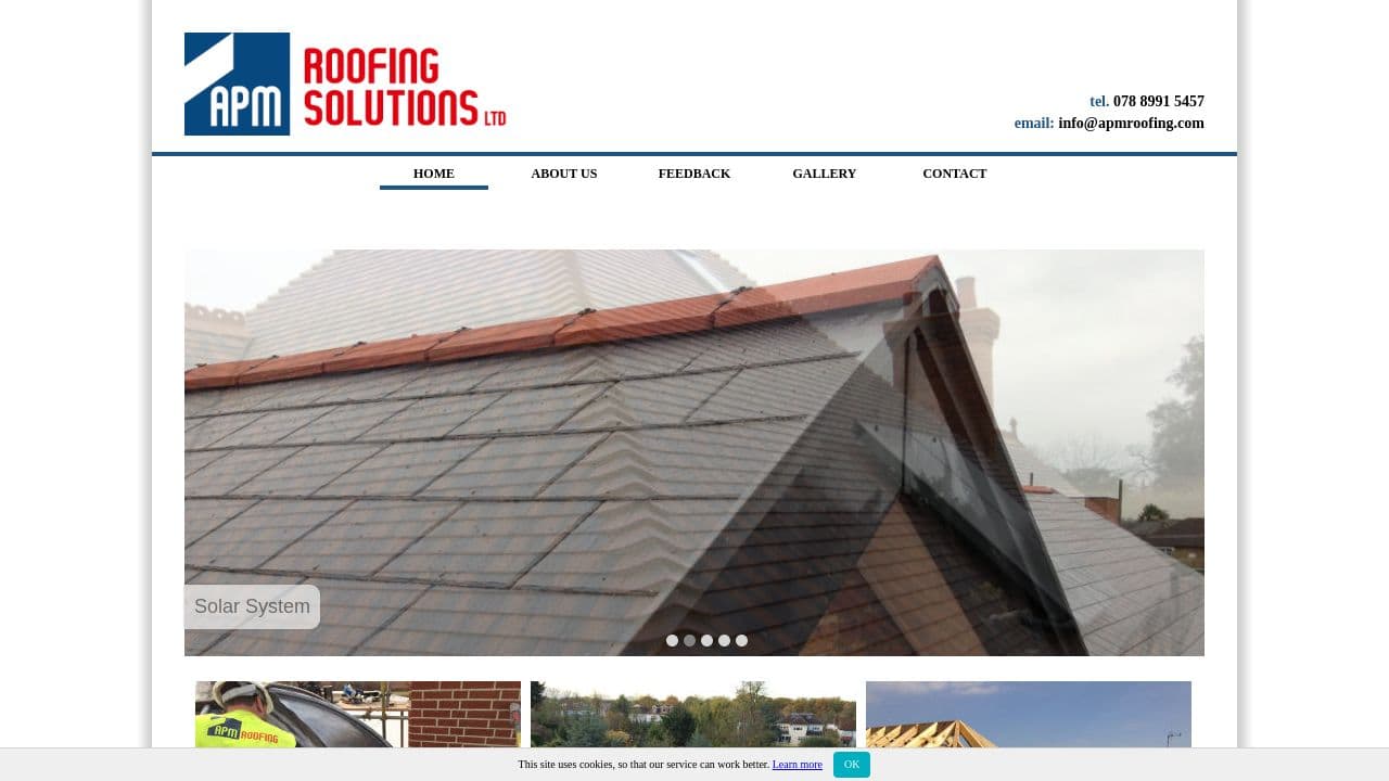 APM ROOFING SOLUTIONS LTD website screenshot