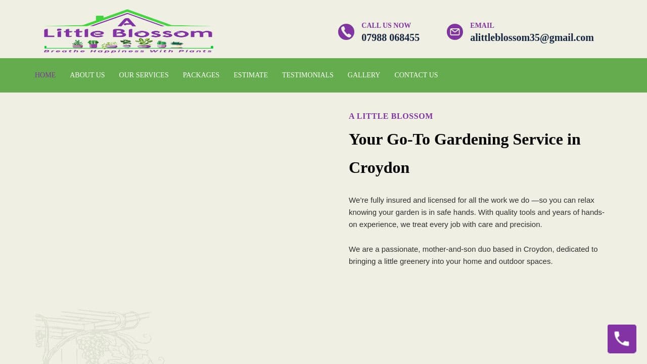A LITTLE BLOSSOM LTD website screenshot