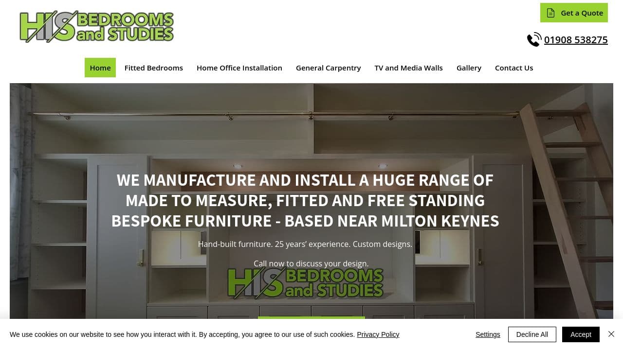 .H.I.S. BEDROOMS LTD website screenshot