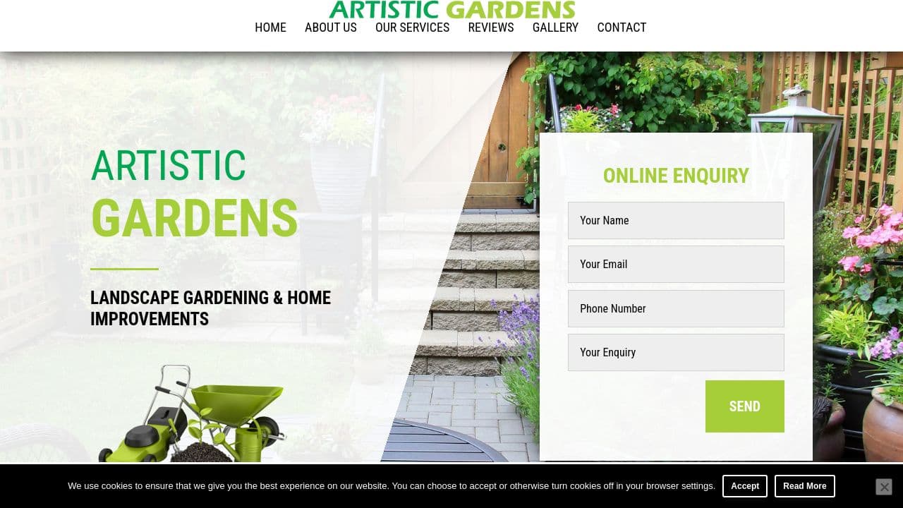 ARTISTIC GARDENS LTD website screenshot