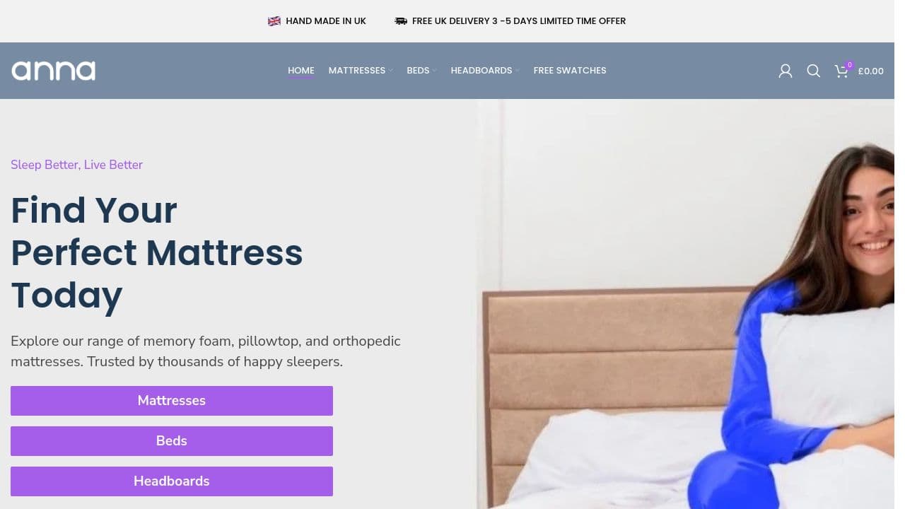 ANNA LIVING LTD website screenshot
