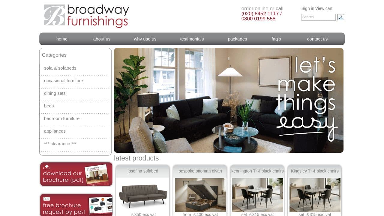 BROADWAY FURNISHINGS LIMITED website screenshot