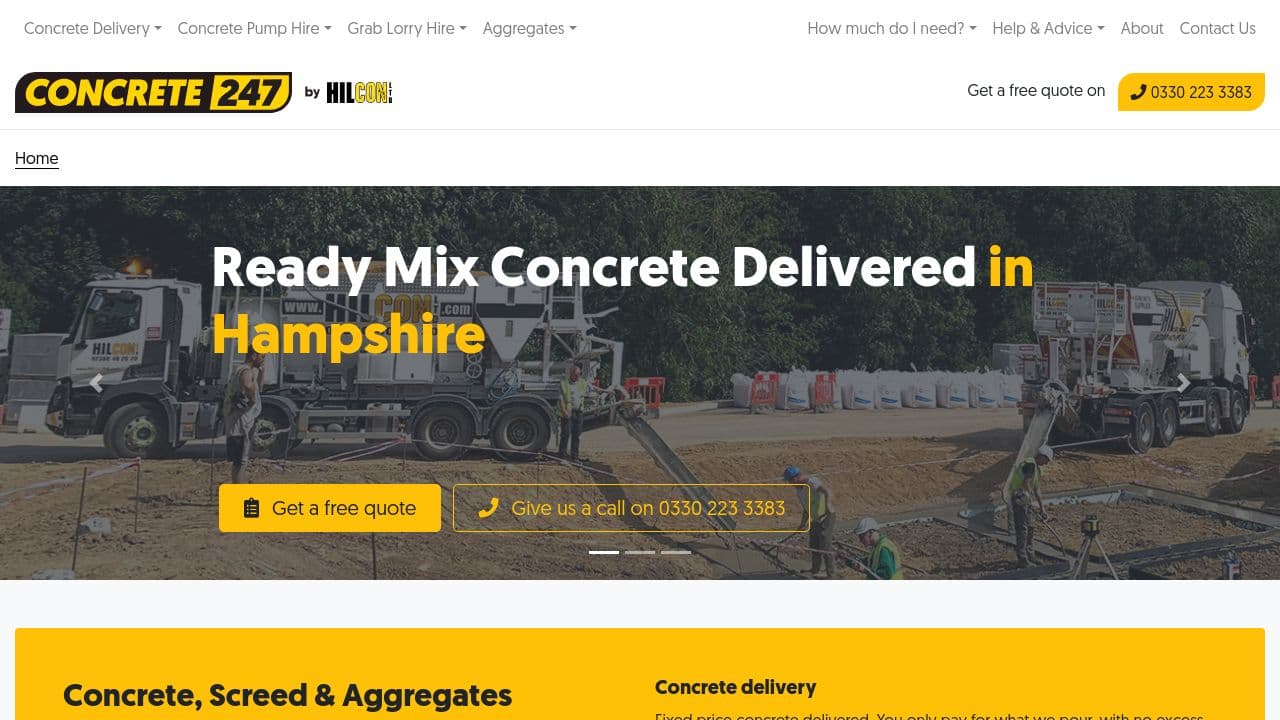 24-7 CONCRETE PUMPING SERVICES LIMITED website screenshot