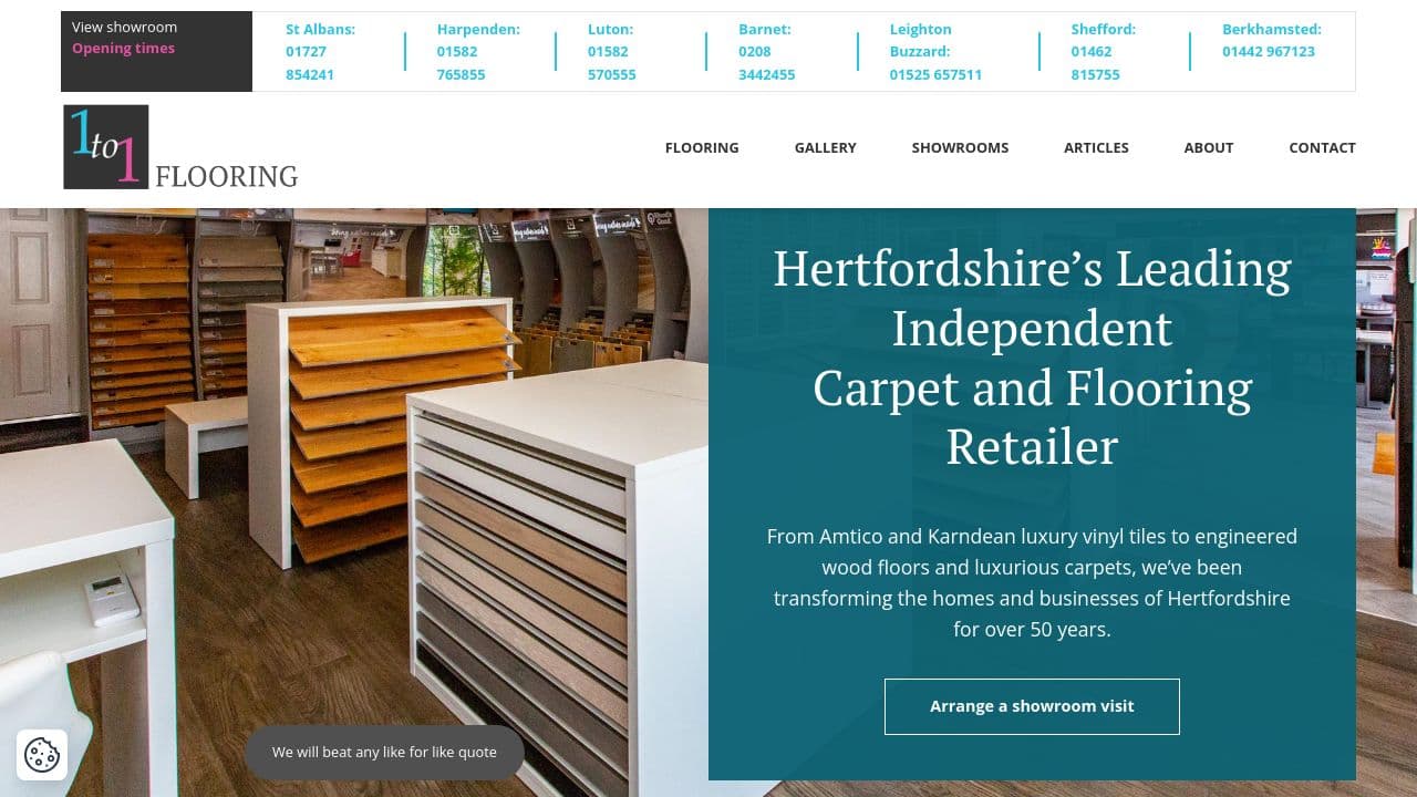 1 TO 1 FLOORING LIMITED website screenshot