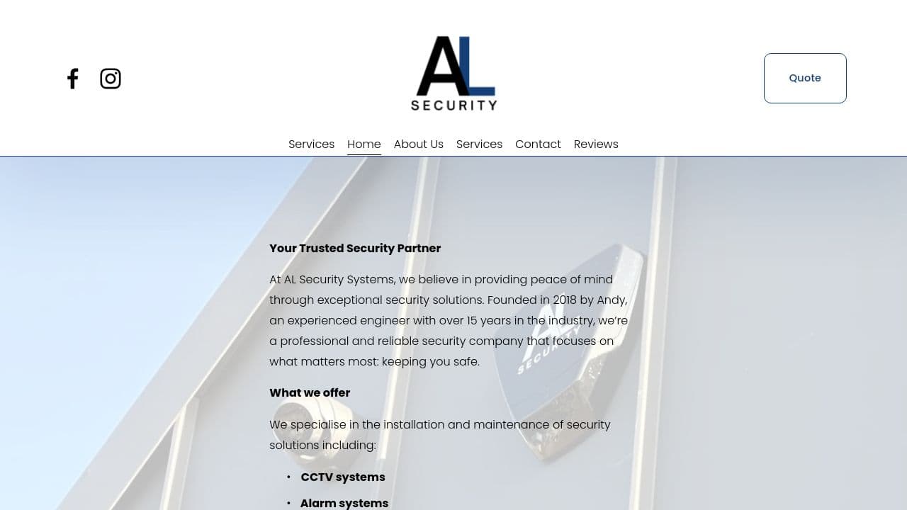 A H SECURITY SYSTEMS LIMITED website screenshot