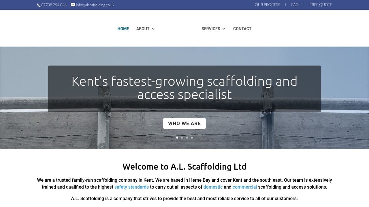A L SCAFFOLDING LIMITED website screenshot