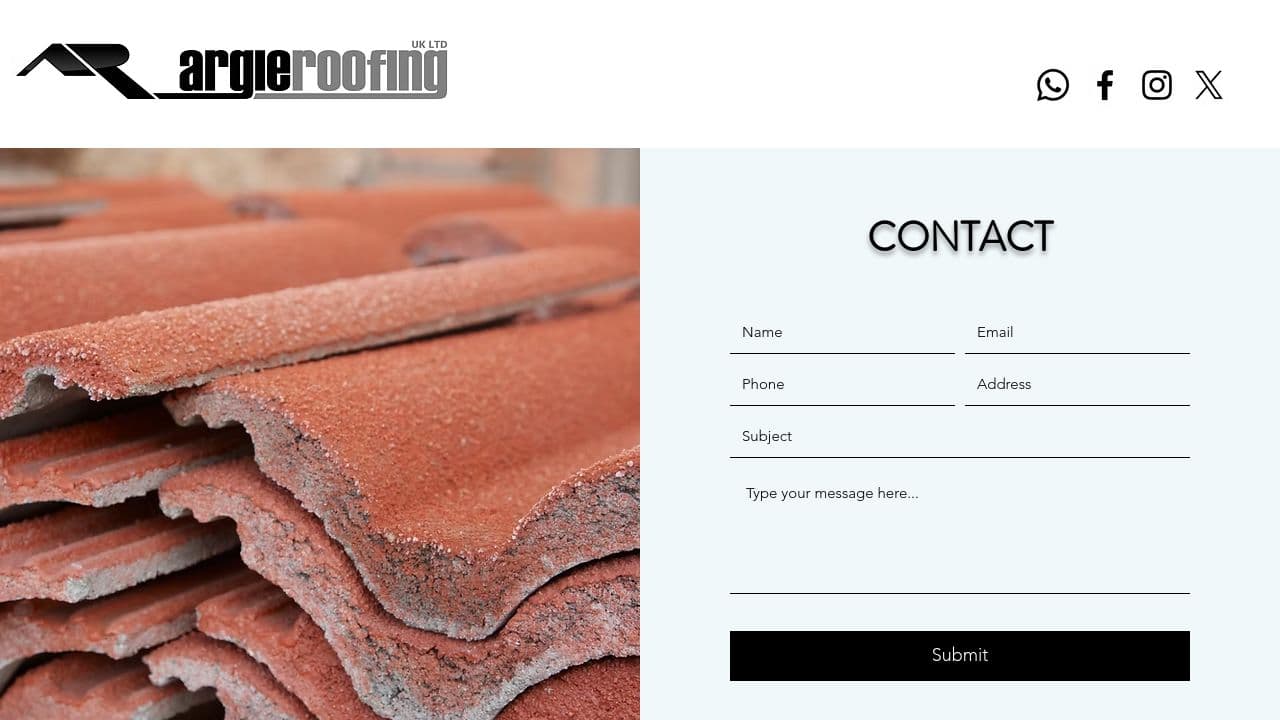 ARGIE ROOFING UK LTD website screenshot