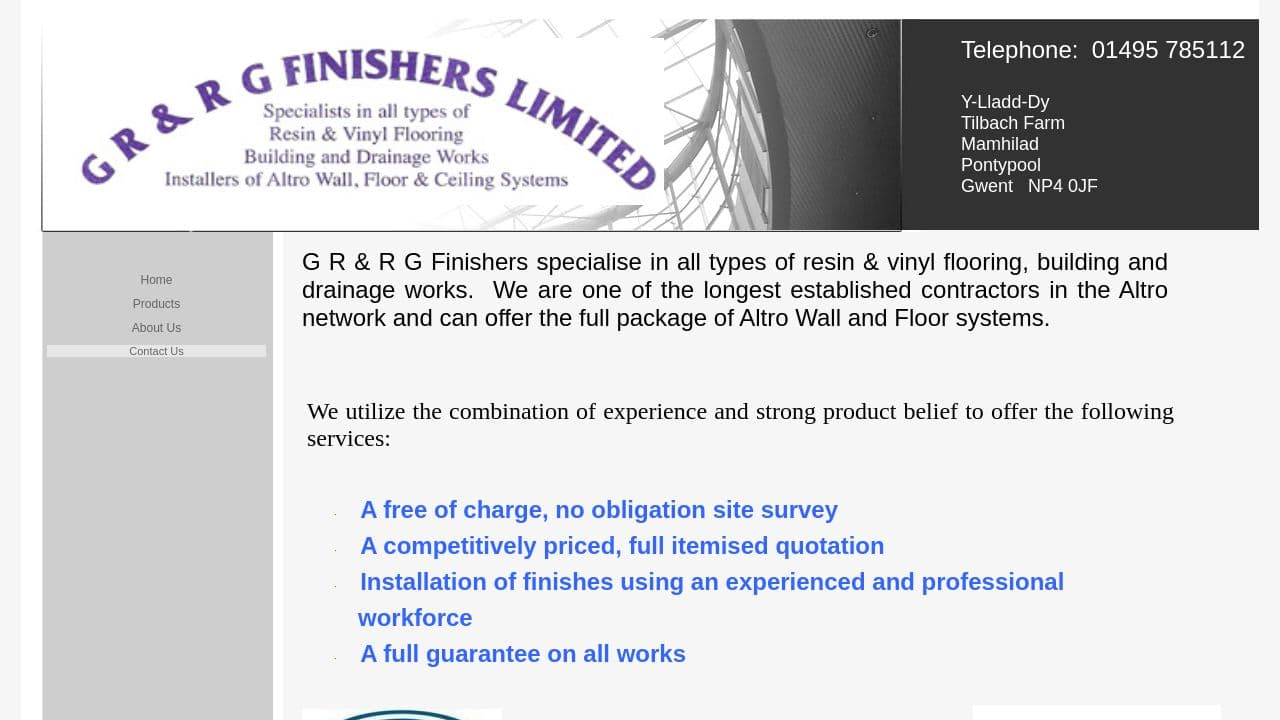 G R & R G FINISHERS LIMITED website screenshot