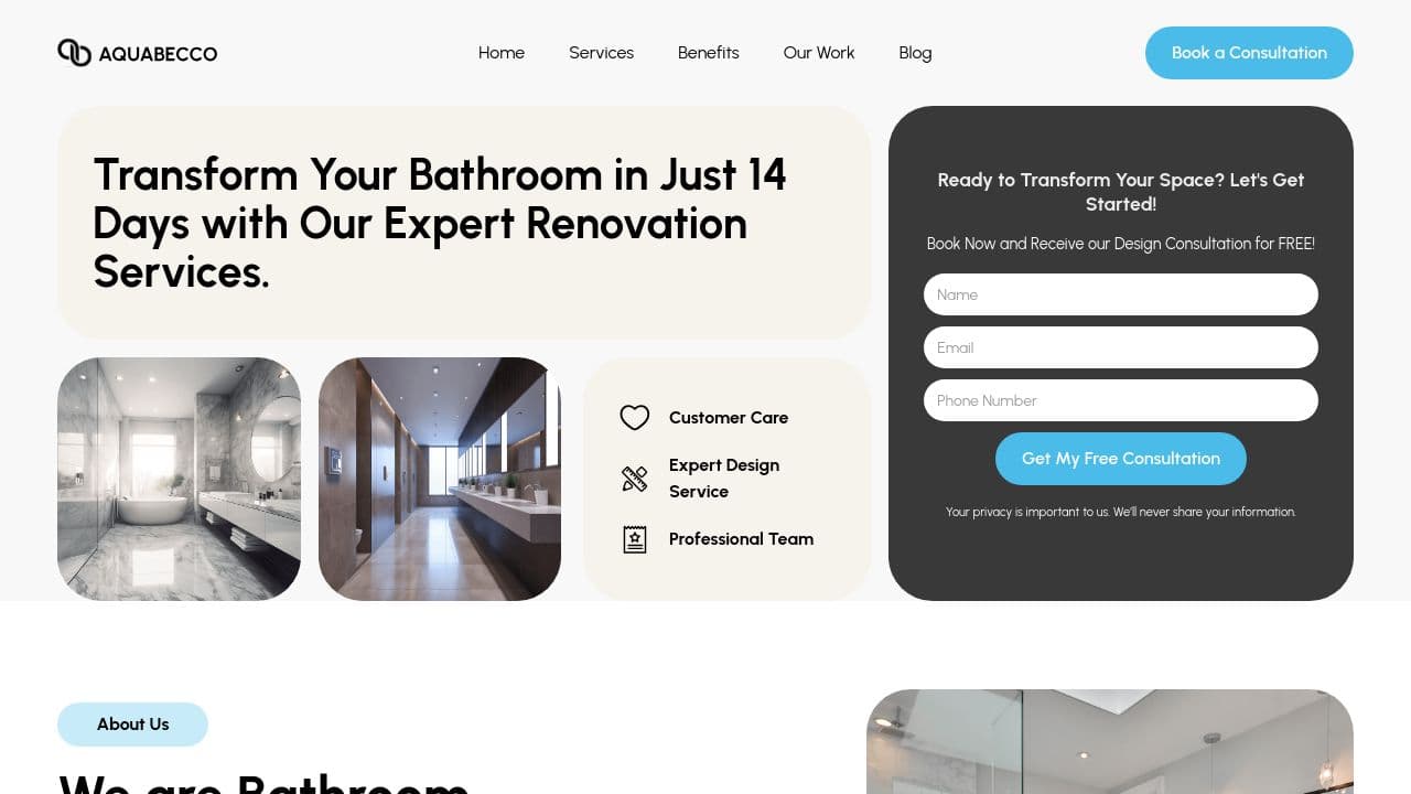 AQUABECCO LTD website screenshot
