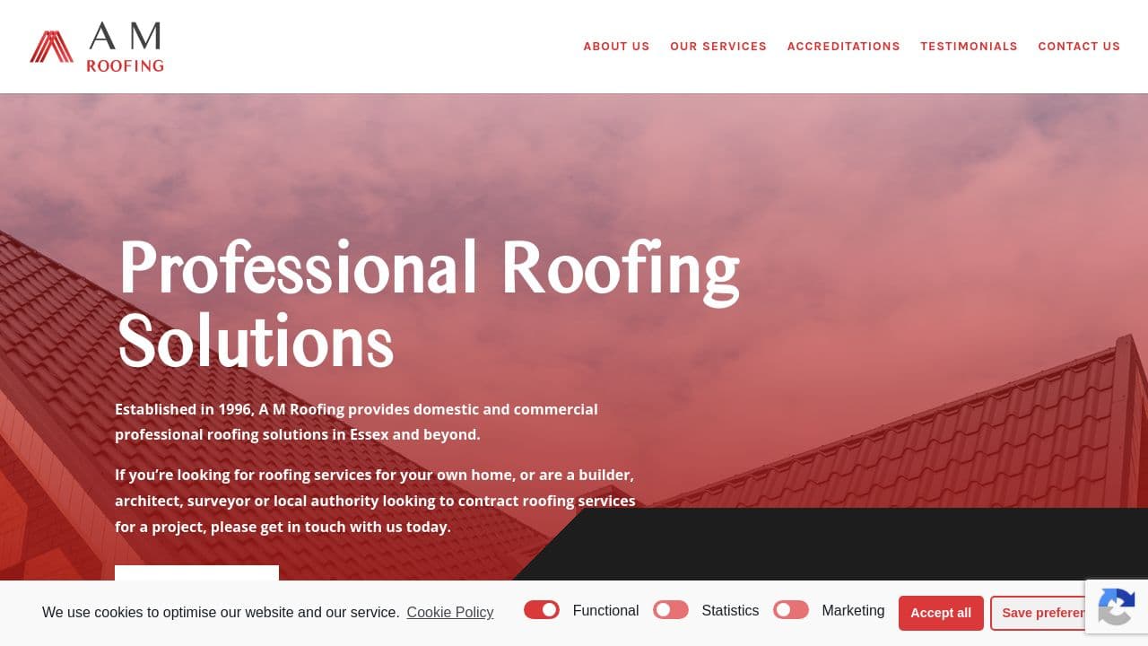 AM CONSTRUCTION AND ROOFING LTD website screenshot