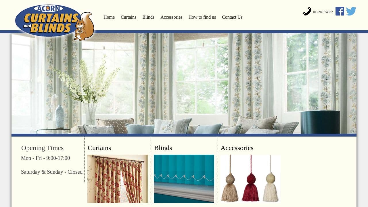 ACORN CURTAINS AND BLINDS LTD website screenshot