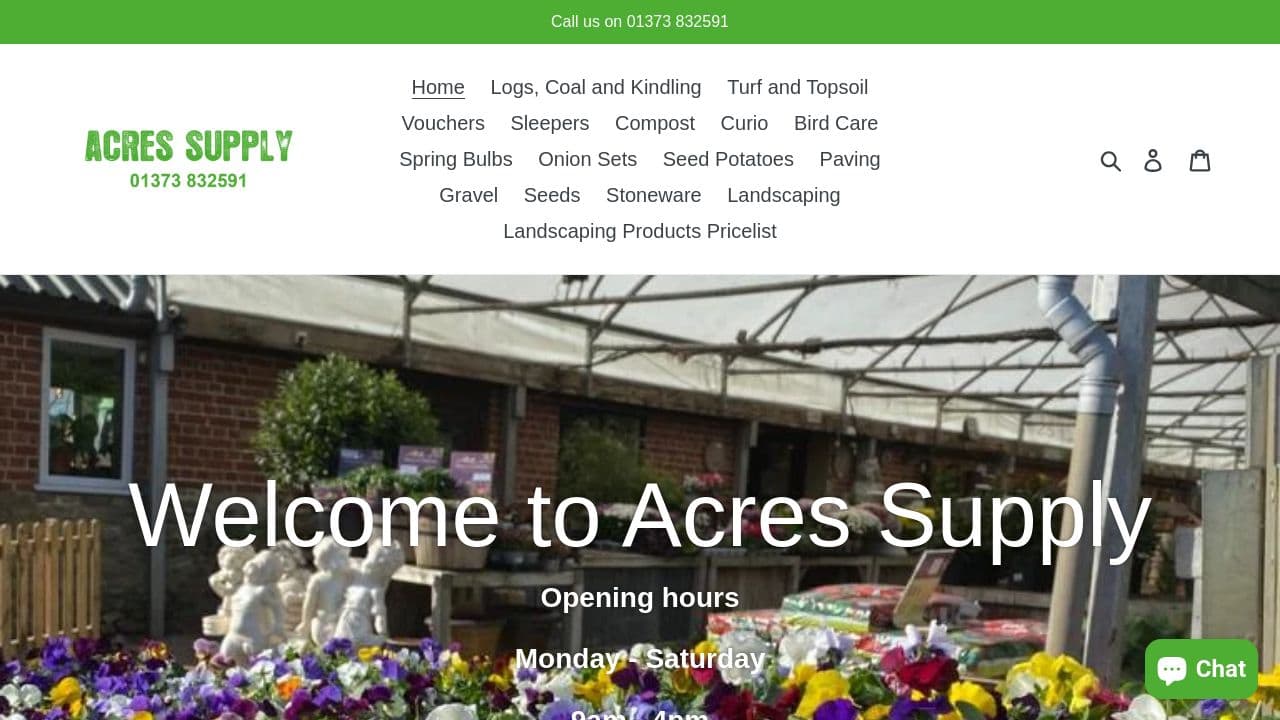 ACRES SUPPLY LIMITED website screenshot