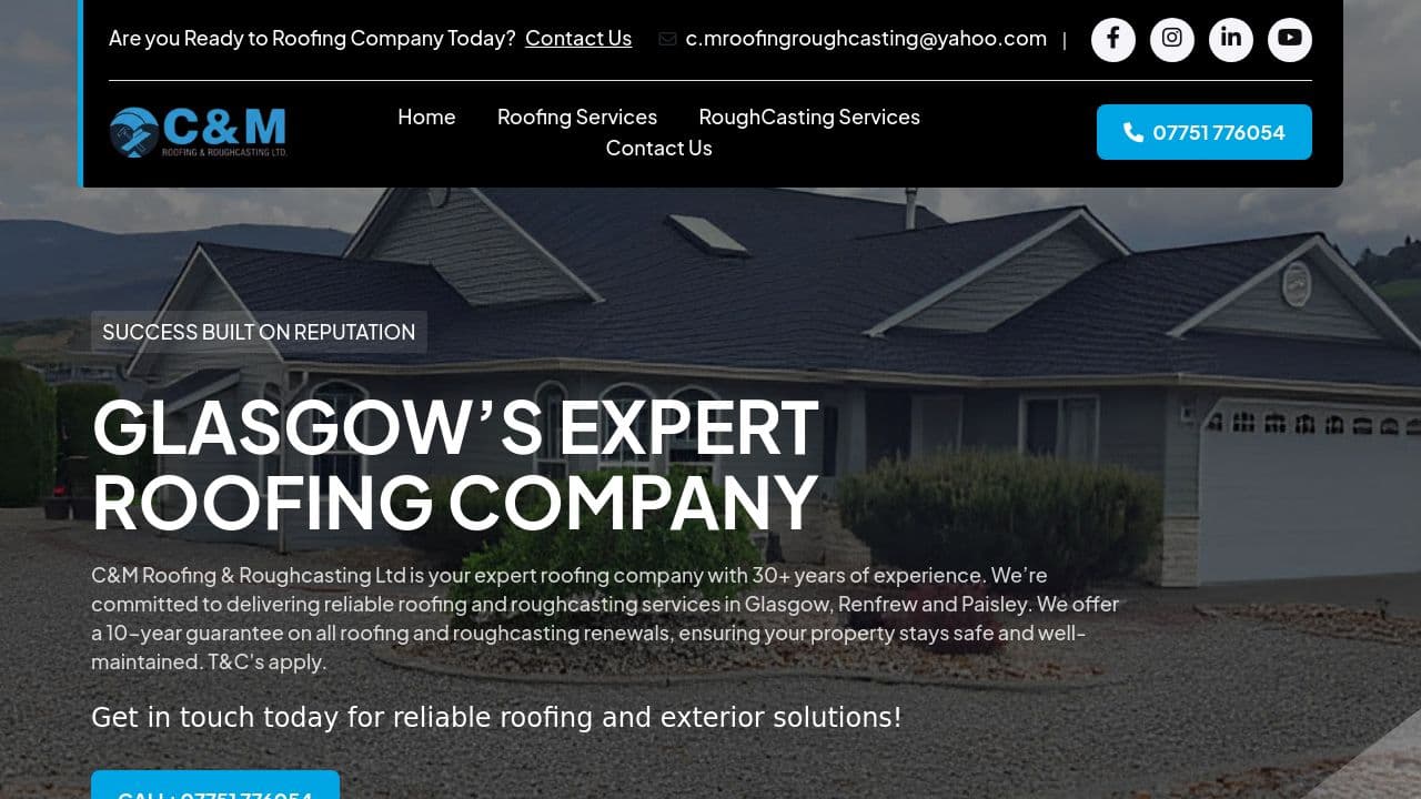 C & M ROOFING & ROUGHCASTING LIMITED website screenshot