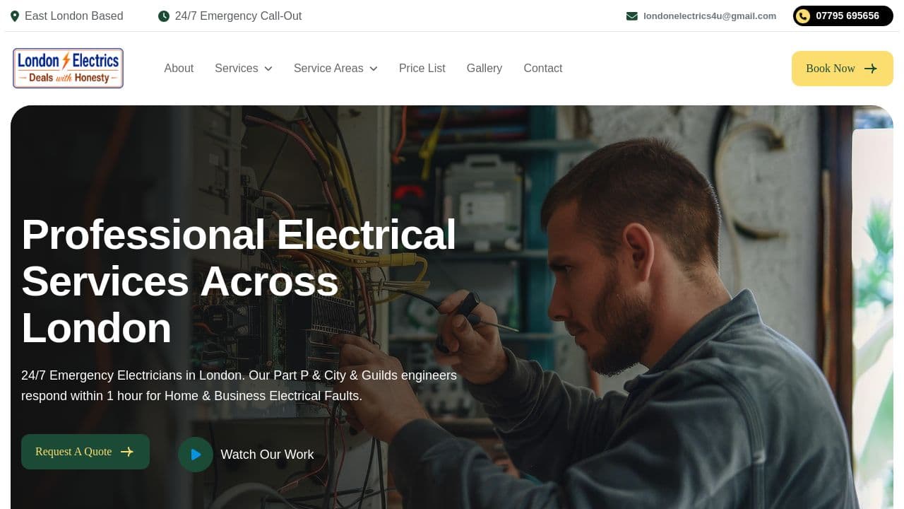 24 HOUR LONDON ELECTRICIANS LTD website screenshot