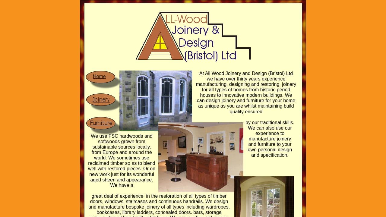ALL-WOOD JOINERY AND DESIGN (BRISTOL) LTD website screenshot