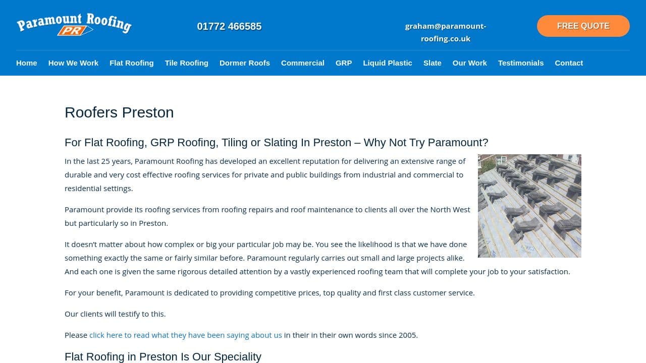 .AA PARAMOUNT ROOFING LIMITED website screenshot