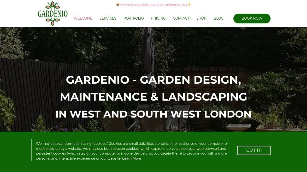 GARDENIO LIMITED website screenshot