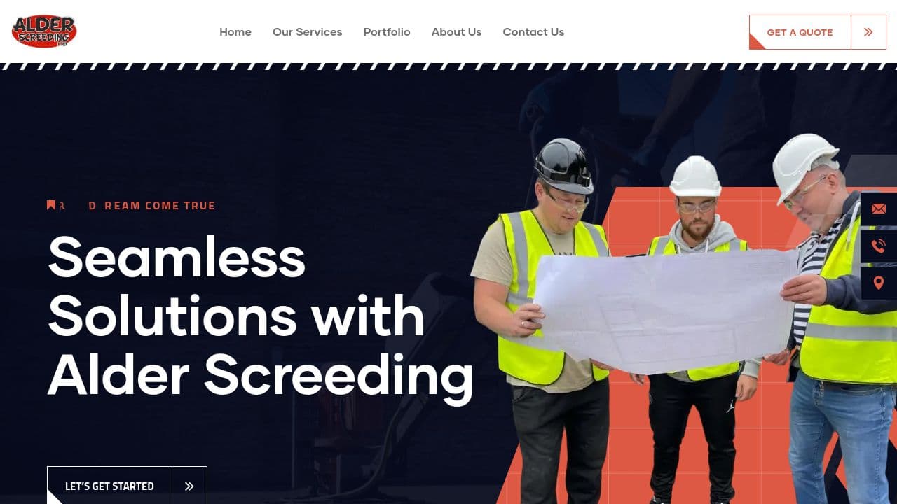 ALDER SCREEDING LIMITED website screenshot