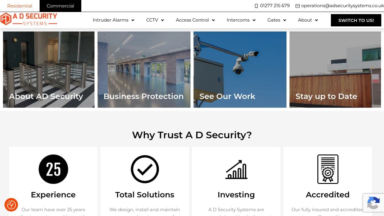 A D SECURITY SYSTEMS LIMITED website screenshot