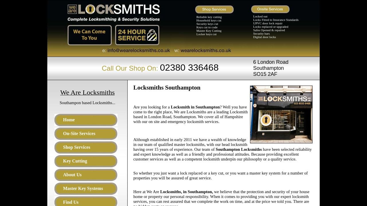 ACQ LOCKSMITHS LTD website screenshot