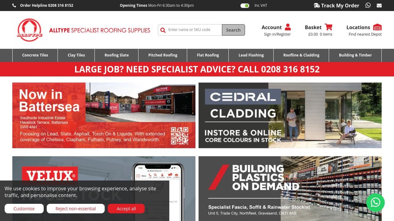 ALLTYPE ROOFING SUPPLIES LIMITED website screenshot