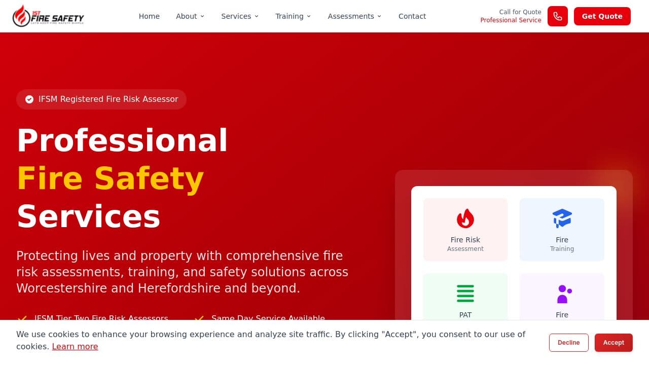 1ST FIRE SAFETY LIMITED website screenshot