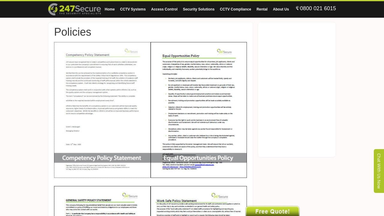 247 SECURE LIMITED website screenshot