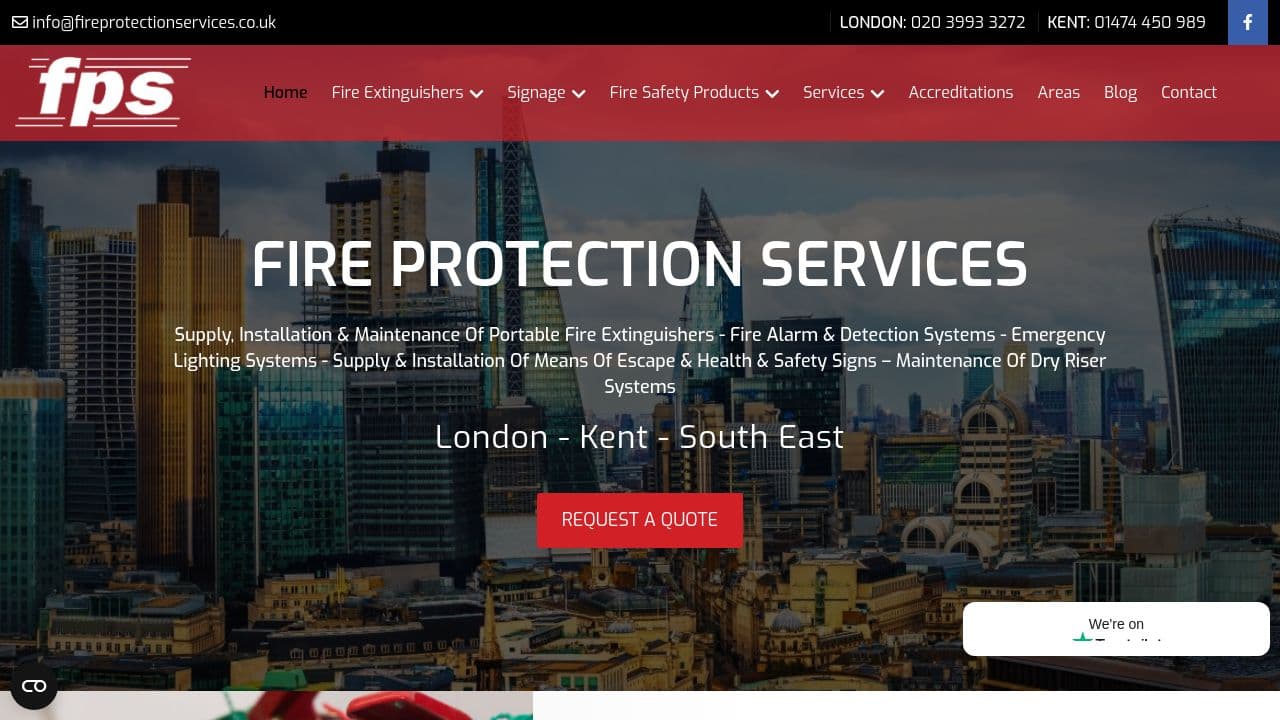 FIRE PROTECTION SERVICES (UK) LIMITED website screenshot