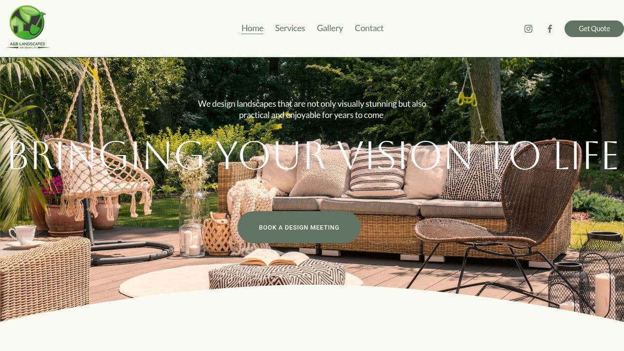 A & B LANDSCAPES AND DESIGN LIMITED website screenshot