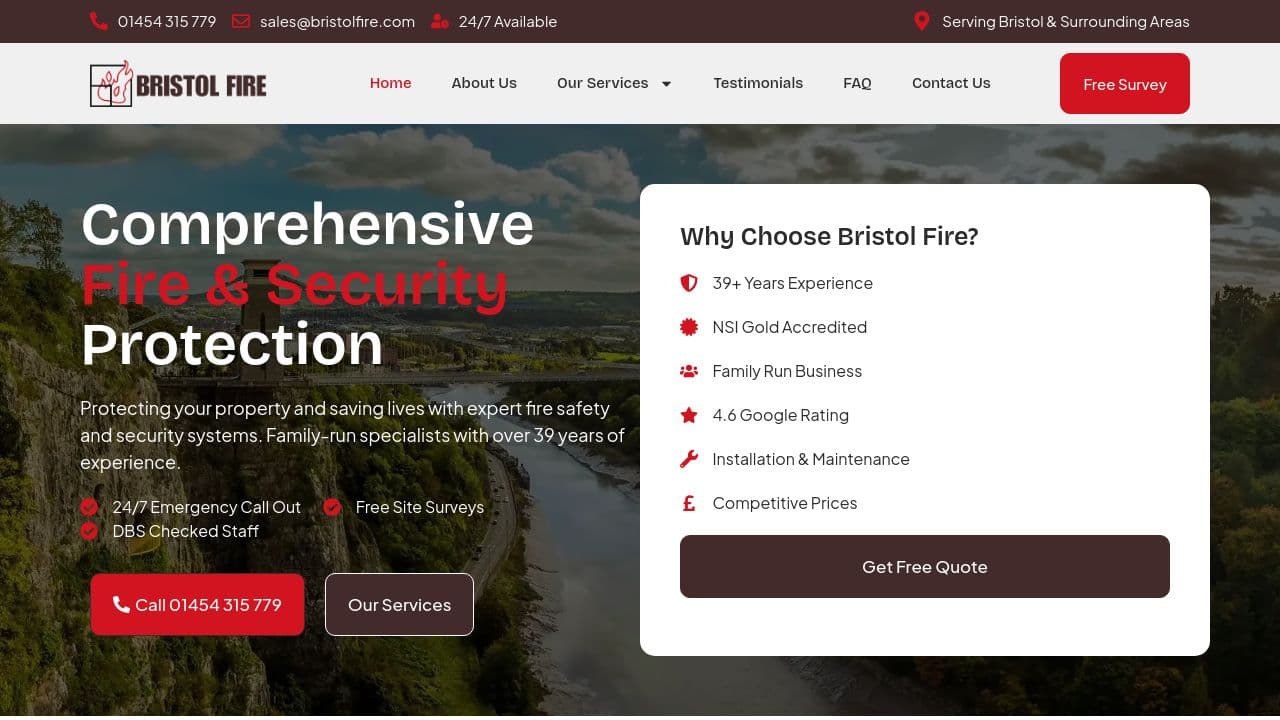 BRISTOL FIRE PROTECTION LIMITED website screenshot