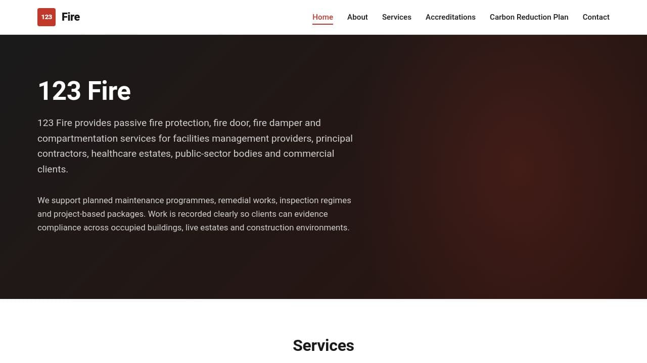 123 FIRE LIMITED website screenshot
