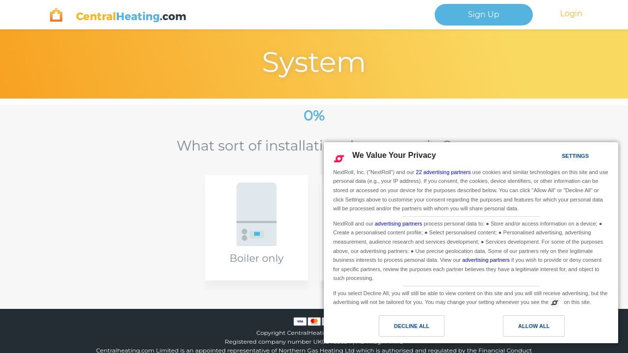 CENTRAL HEATING .COM LIMITED website screenshot