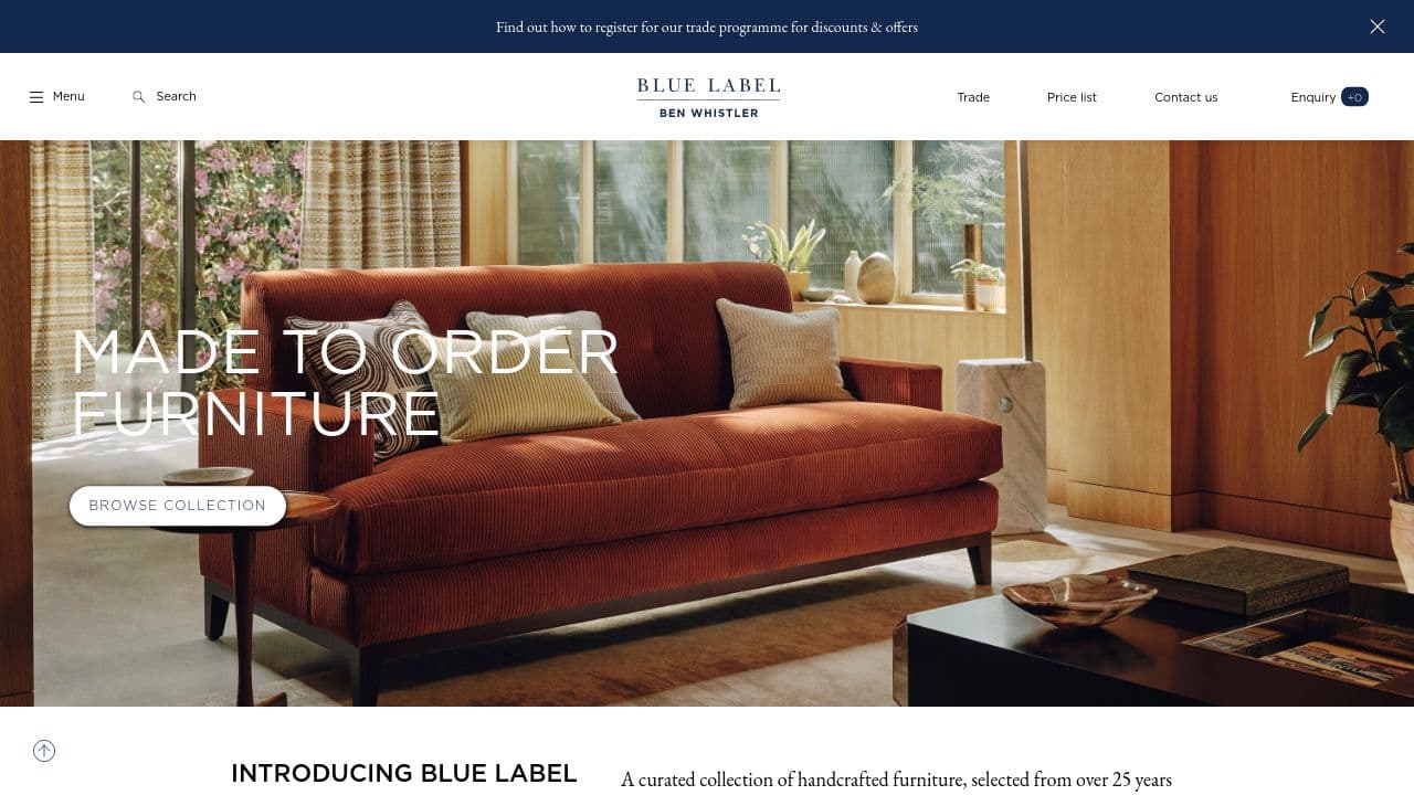 BEN WHISTLER BLUE LABEL LIMITED website screenshot